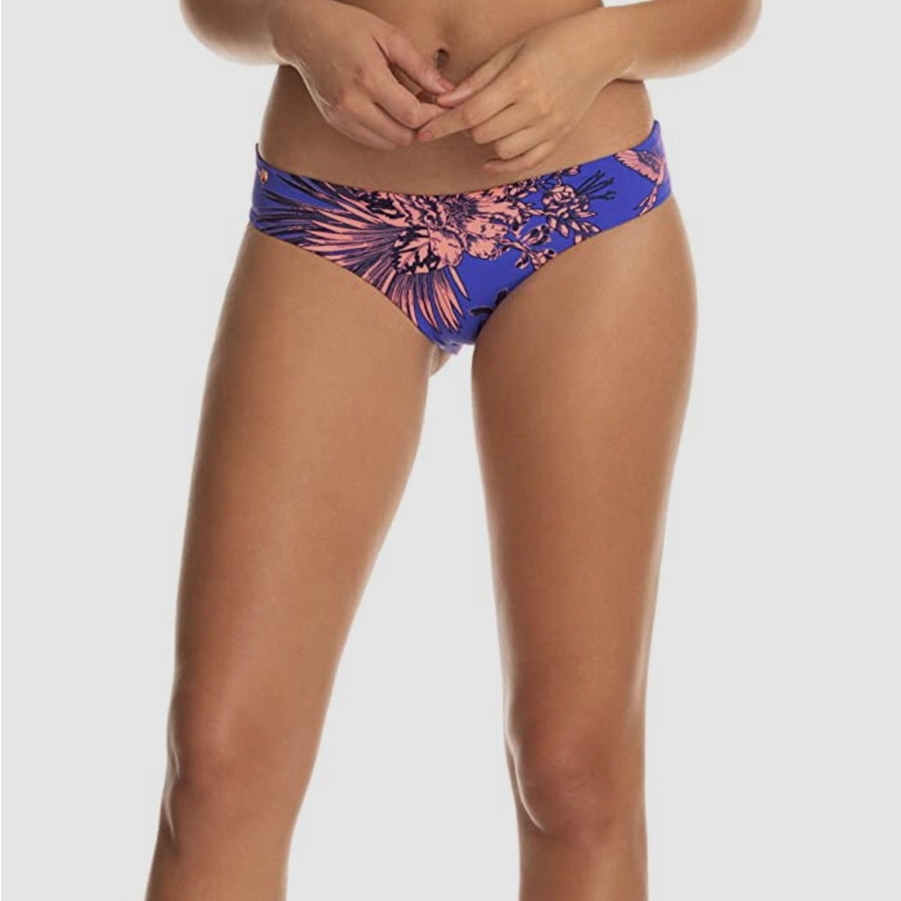 Maaji Blue and Pink Bikini Bottoms with Floral Design